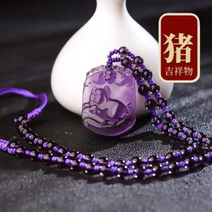 Close-up of genuine amethyst stone, radiating spiritual energy and Feng Shui wealth attraction.
