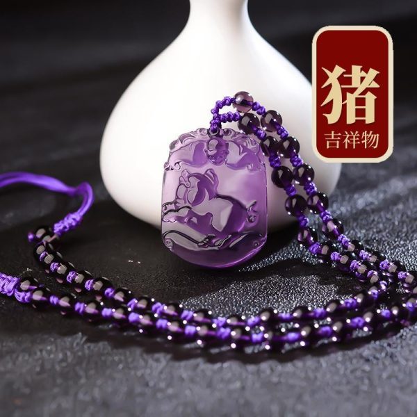 Close-up of genuine amethyst stone, radiating spiritual energy and Feng Shui wealth attraction.