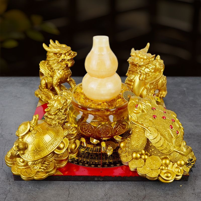 Complete set displayed on office desk for career and abundance energy