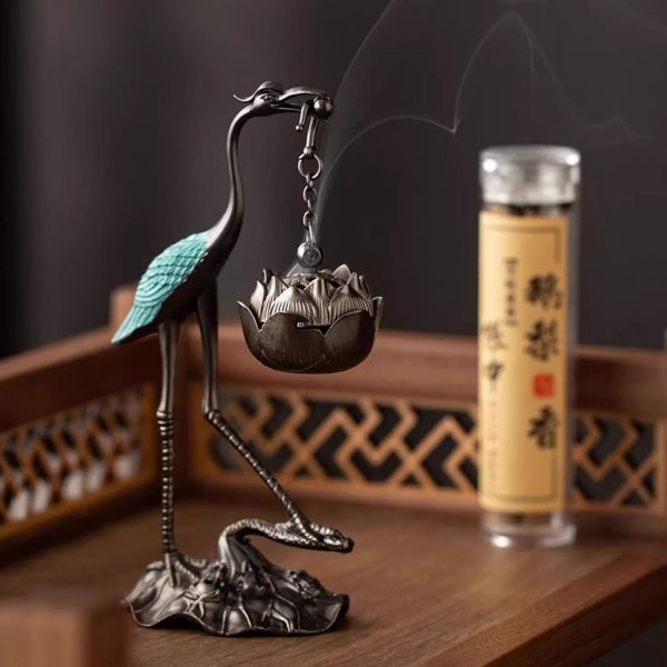 Crane Lotus Hanging Incense Burner image 12, showing product details and features.*