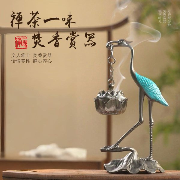 Crane Lotus Hanging Incense Burner image 6, showing product details and features.*