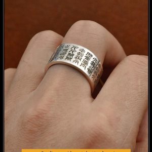 Golden Light Five Thunder Nine-Word Mantra Ring... image 7, showing product details and features.*