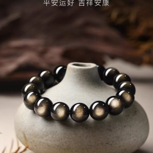 KMONADO Golden Sheen Obsidian Bracelet image 7, showing product details and features.*