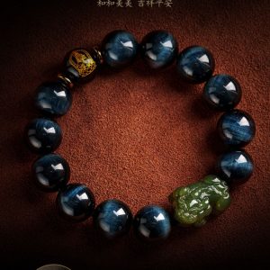 Lightning-Patterned Blue Tiger Eye Hetian Jade... image 5, showing product details and features.*