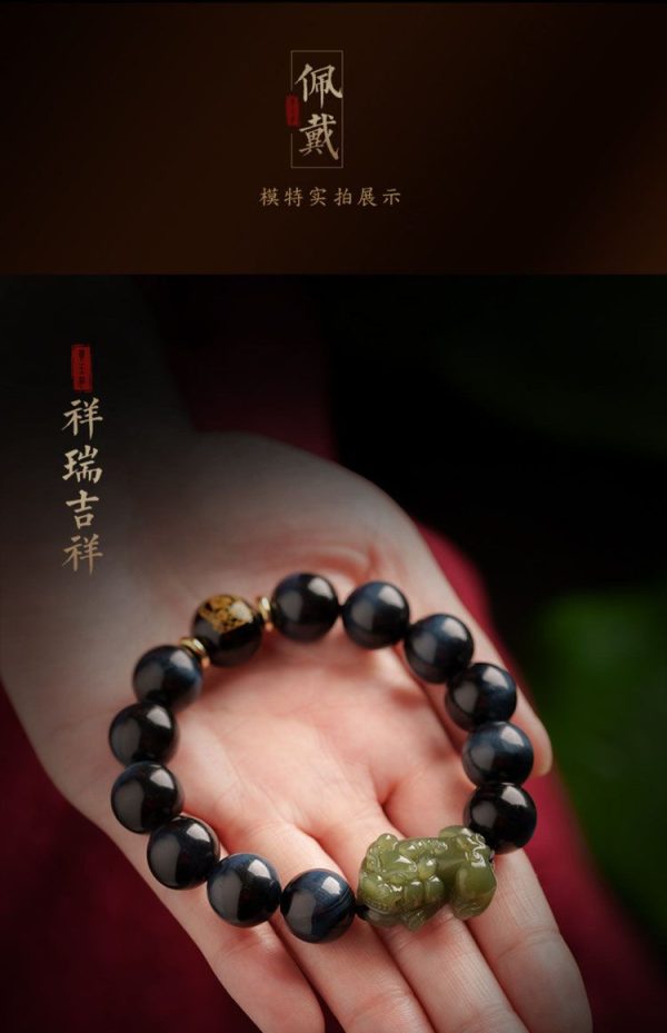 Lightning-Patterned Blue Tiger Eye Hetian Jade... image 7, showing product details and features.*