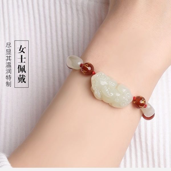 Natural Afghan Jade Pi Xiu Bracelet for image 7, showing product details and features.*
