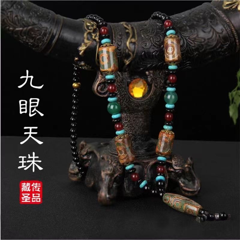 Nine-Eye Dzi Bead Necklace Pendant image 6, showing product details and features.*