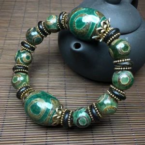 Nine-Eyes Dzi Bead Bracelet Wealth Positivity ... image 5, showing product details and features.*