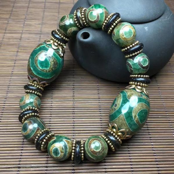 Nine-Eyes Dzi Bead Bracelet Wealth Positivity ... image 7, showing product details and features.*