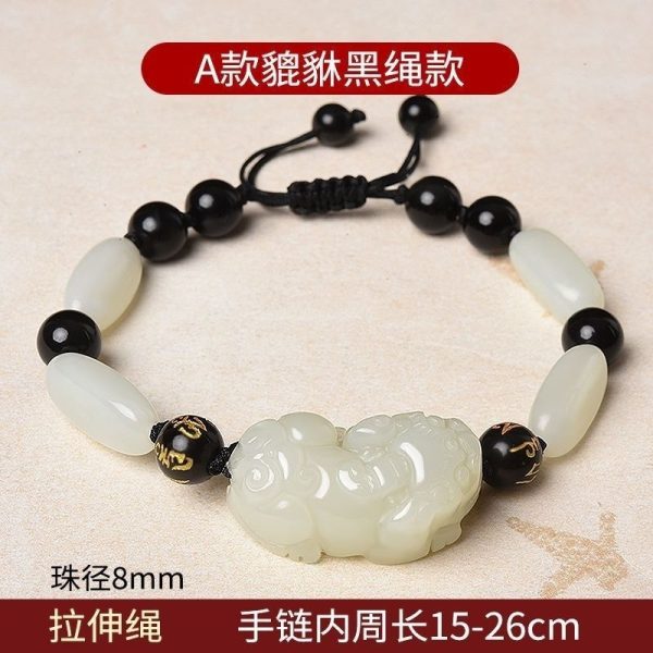 Powerful wealth-attracting Pi Xiu charm paired with soothing Afghan jade for prosperity and protection.
