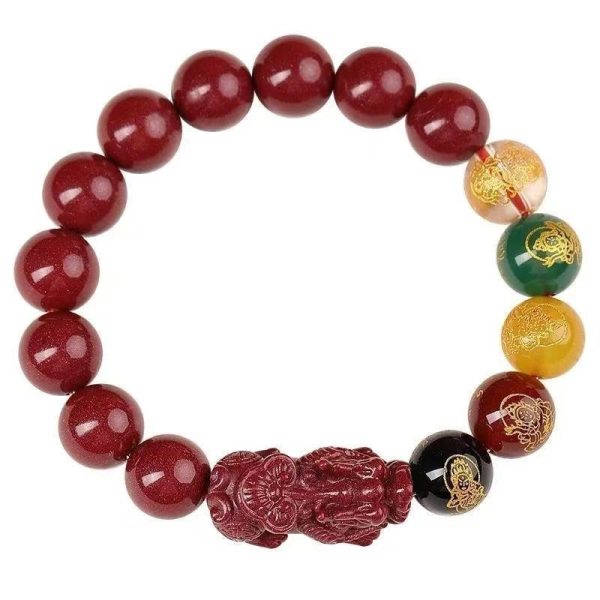 Elegant unisex cinnabar bracelet designed to attract fortune and repel negative energy