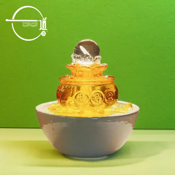 Flowing Wealth Fountain - Feng Shui Crystal Ball with Automatic Rotation4
