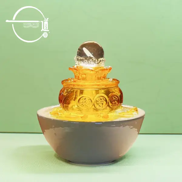 Flowing Wealth Fountain - Feng Shui Crystal Ball with Automatic Rotation2