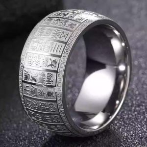 Wide-band unisex ring showcasing durability and resistance to tarnish, perfect for daily wear.